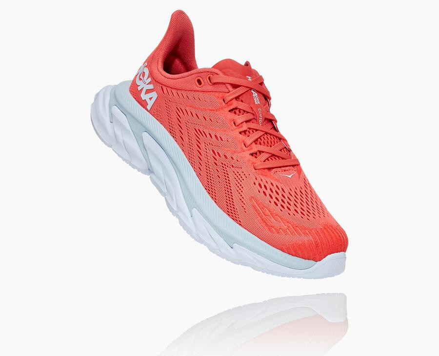 Hoka One One Clifton Edge - Women Running Shoes - Red/White,Australia PZG-768394